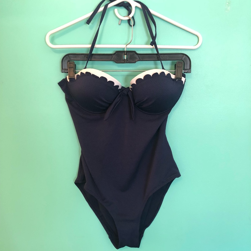 Navy blue one piece swim suit